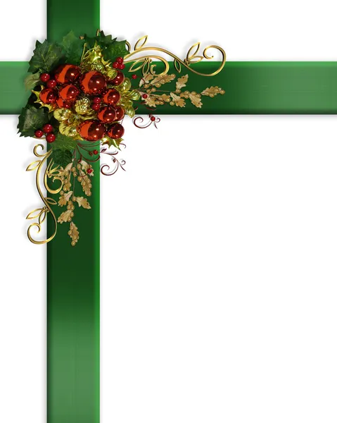 Weihnachten Rand elegante Bänder Christbaumkugeln — Stockfoto