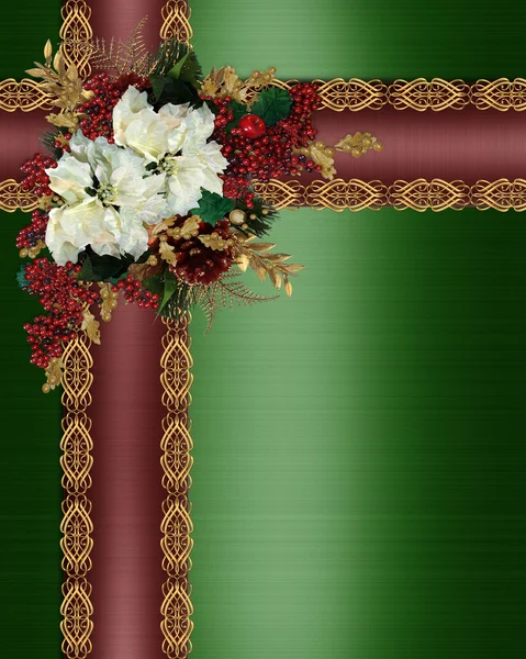 Kerstmis grens elegante satijnen linten — Stockfoto