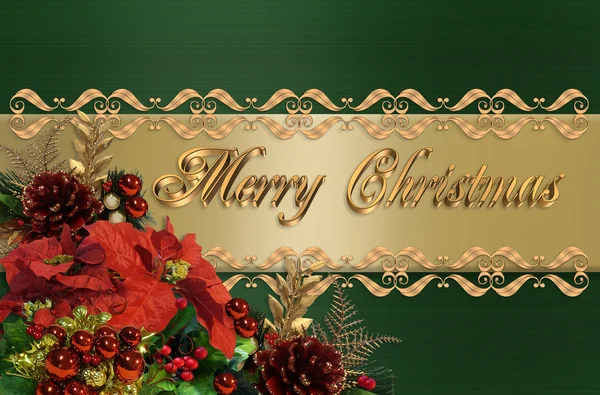 Рождественский бордюр зеленый и золотой сатин — стоковое фото