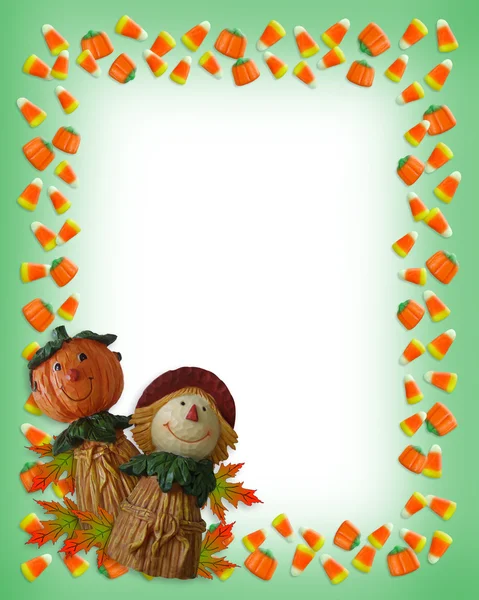 Halloween Border Pumpkin Scarecrow — Stock Photo, Image