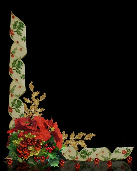 Holly hranice vánoční stuhy květiny — Stock fotografie