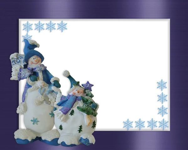 Vánoční sněhulák hranice modrá — Stock fotografie