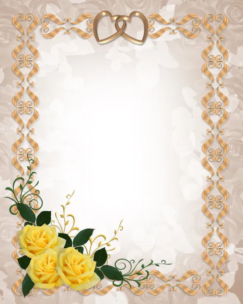 Hochzeitseinladung gelbe Rosen Bordüre — Stockfoto