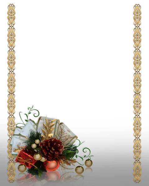 Navidad decoración frontera de oro — Foto de Stock