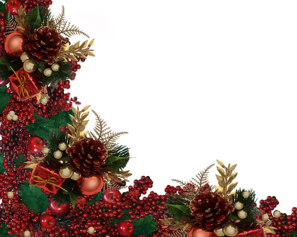 Weihnachten Stechpalme Beeren Girlanden Grenze — Stockfoto