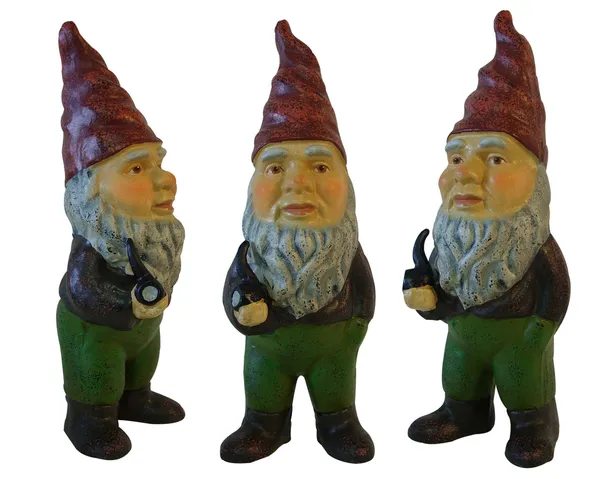 Bahçe gnomes 3 üzerinde beyaz izole — Stok fotoğraf