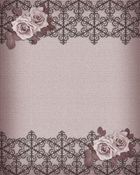 Borda floral rosas malva — Fotografia de Stock