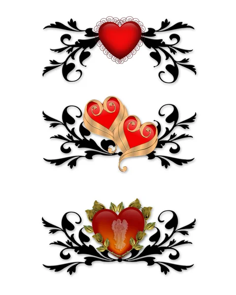 Kırmızı kalpler tasarım öğeleri — Stok fotoğraf