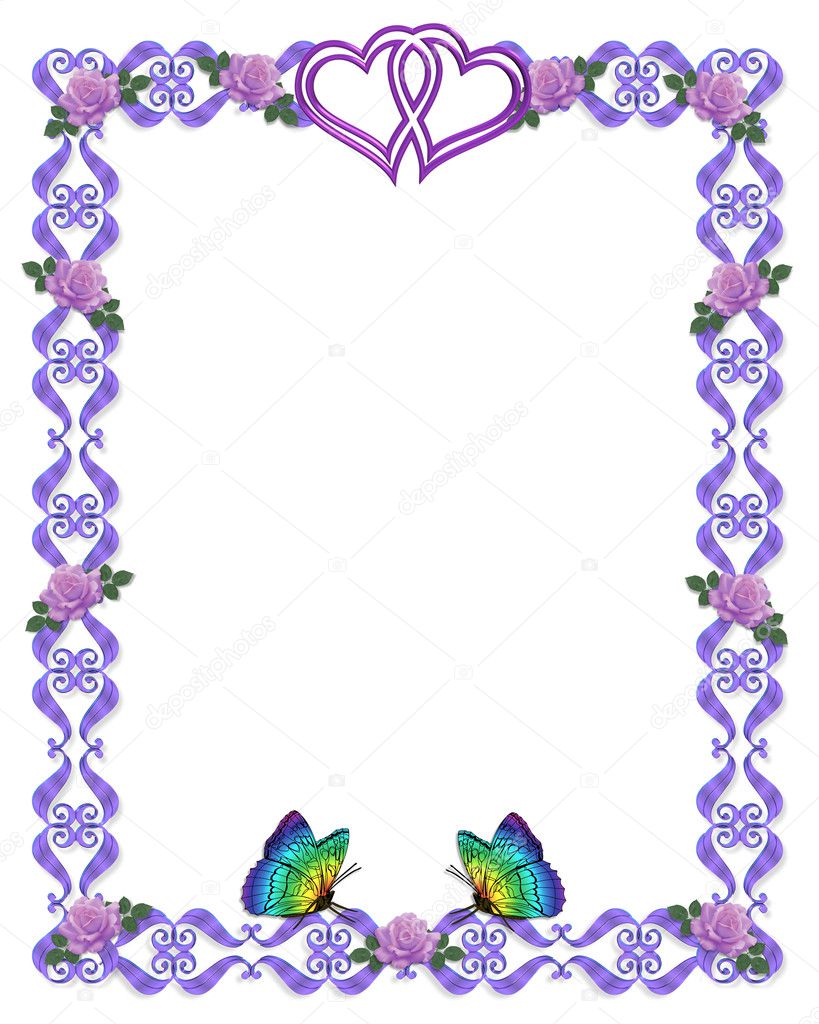 Wedding invitation border butterflies