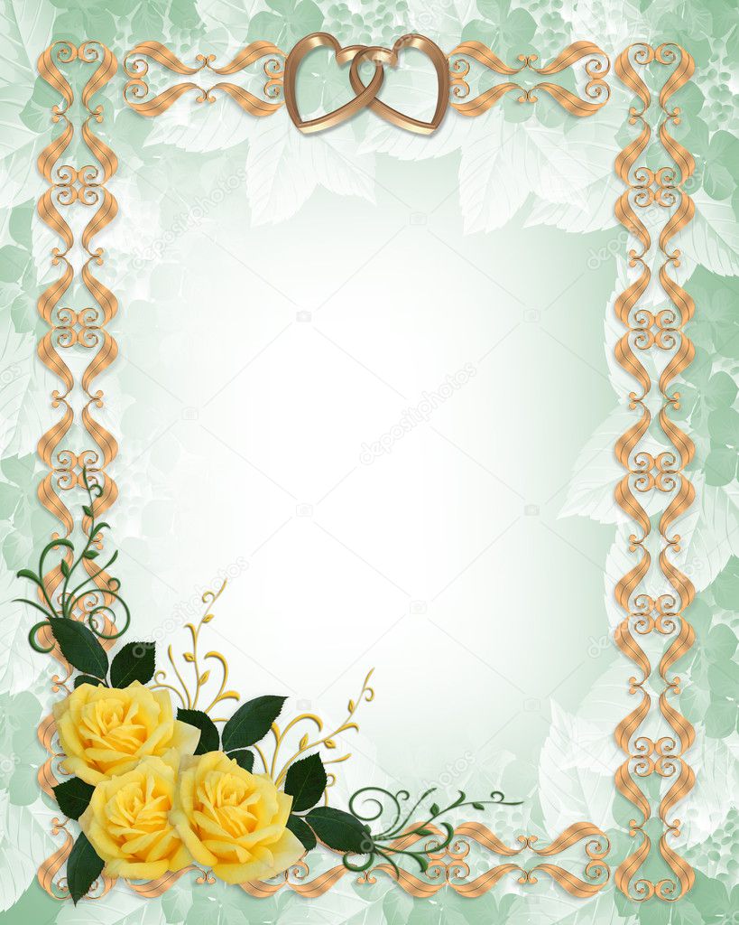 Wedding invitation yellow roses border — Stock Photo © Irisangel #2145816