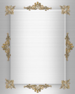 Wedding invitation gold on satin clipart