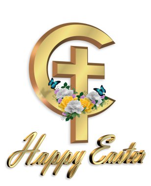 Happy Easter Christian cross clipart