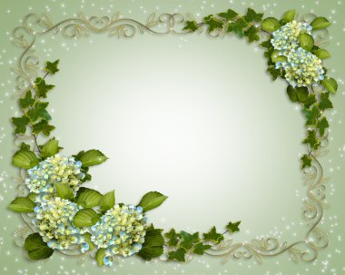 Ivy and Hydrangea Floral Border invitati clipart