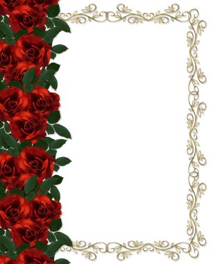 Red Roses Border invitation clipart