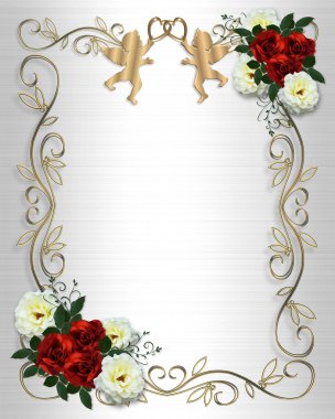 Red Roses Border on satin invitation clipart