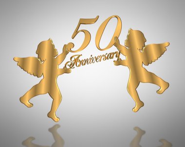 50th Wedding Anniversary angels clipart