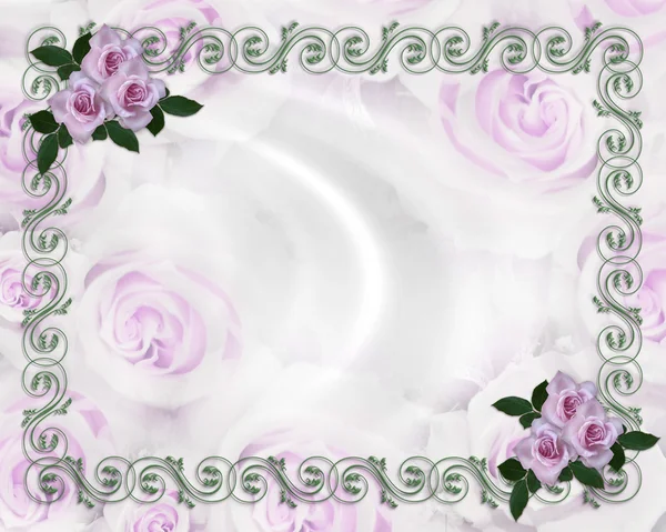 Zaproszenie ślubne róże lawendy — Zdjęcie stockowe