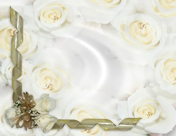 Bröllop inbjudan vita rosor — Stockfoto