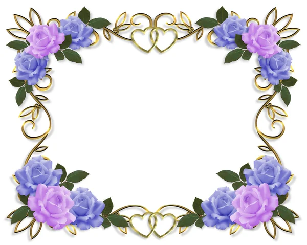 Bruiloft uitnodiging rozen blauwe lavendel — Stockfoto