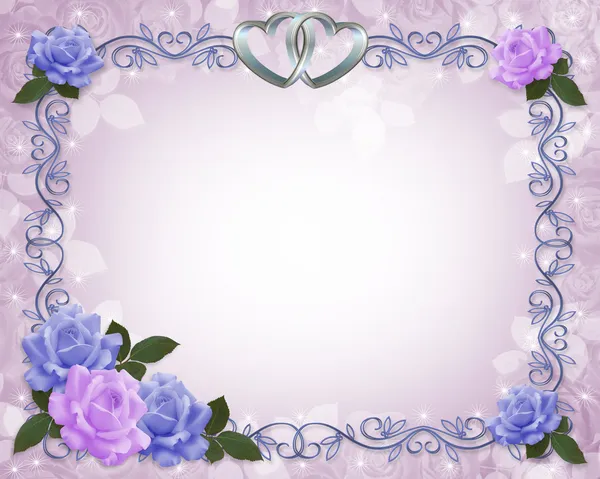 Bröllop inbjudan rosor blå lavendel — Stockfoto