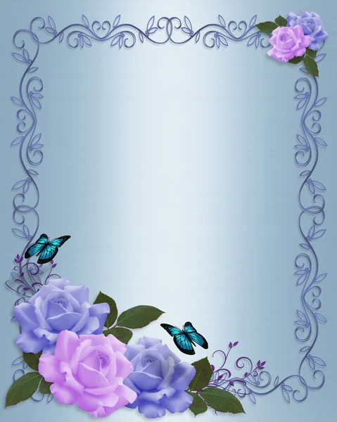 Invitation de mariage roses bleu lavande — Photo