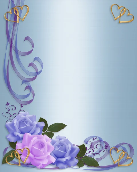 Svatební pozvání růže modré levandule — Stock fotografie