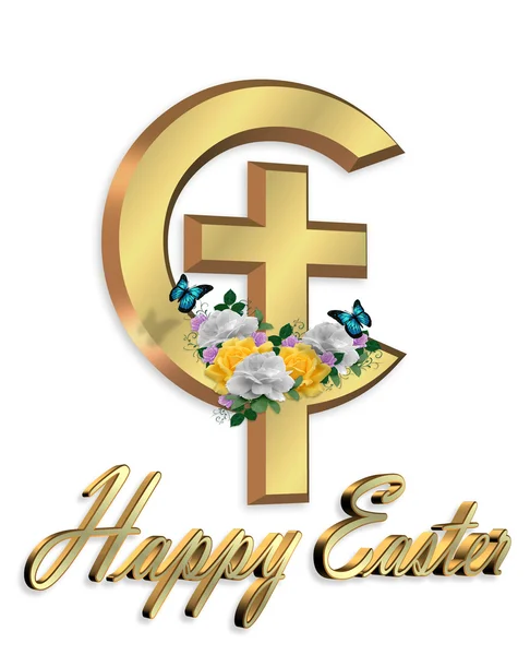 Frohe Ostern christliches Kreuz — Stockfoto