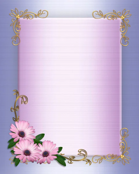 Gänseblümchen Grenze Hochzeitseinladung Lavendel — Stockfoto