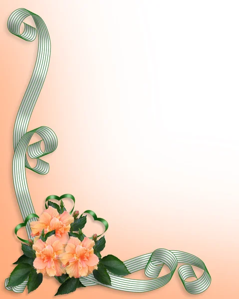 Floral grens uitnodiging perzik hibiscus — Stockfoto