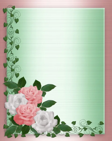 Růže růžová bílá Pozvánka — Stock fotografie