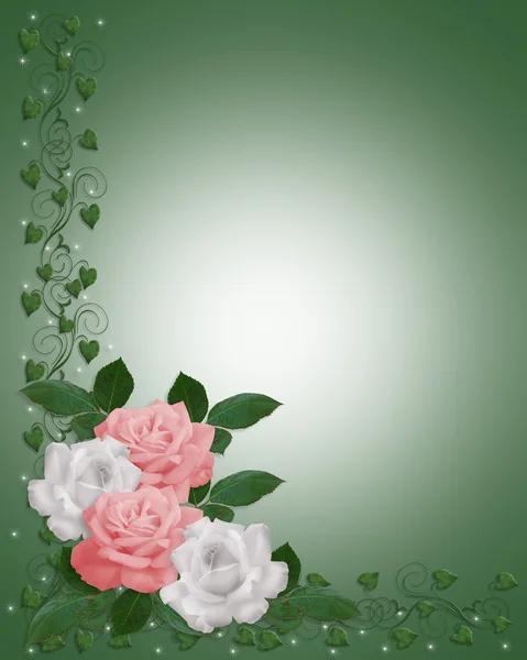 Rosa weiße Hochzeitseinladung — Stockfoto