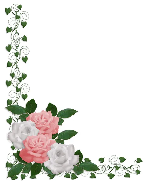 Róże różowy biały ślub zaproszenia — Zdjęcie stockowe