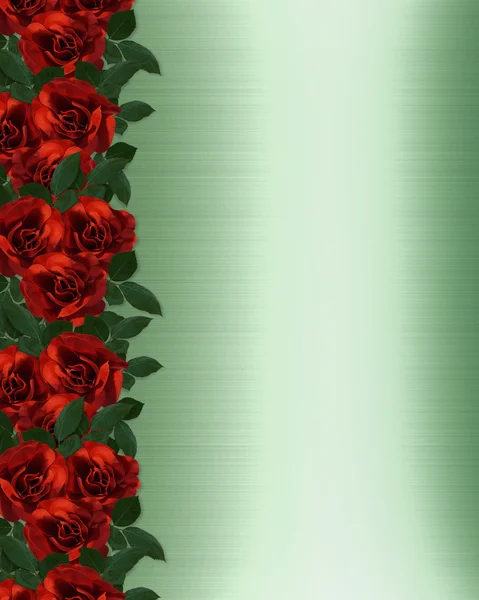 Czerwone róże granicy zaproszenie — Zdjęcie stockowe
