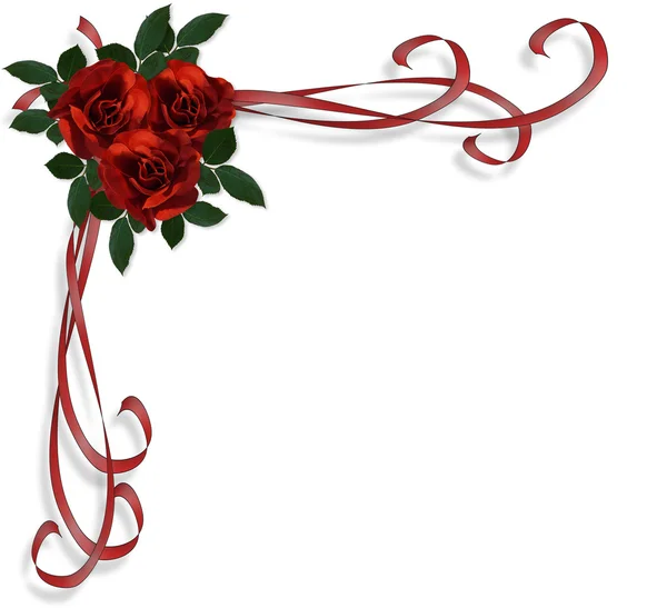 Rosas vermelhas Convite fronteira — Fotografia de Stock