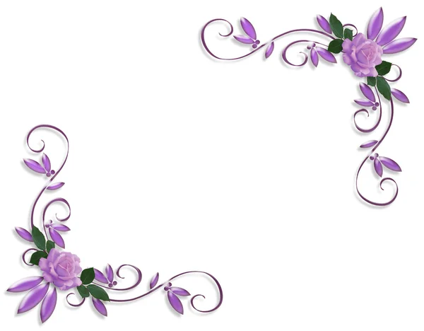 Lavender roses corner designs — Stock Photo, Image