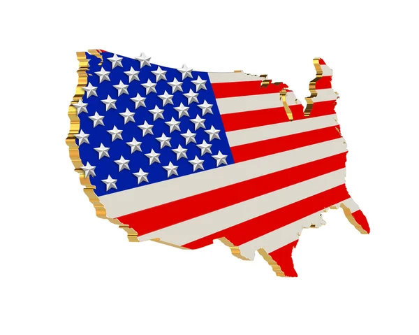 Stati Uniti Patriottico Stelle e strisce mappa 3D — Foto Stock