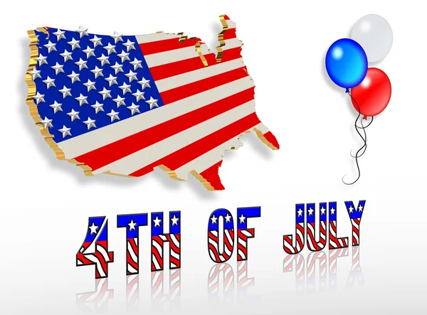 July 4th 3D Patriotic clip art designs — Stock Photo, Image