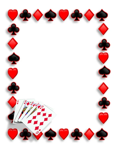 Playing Cards poker border royal flush — Stock Photo, Image