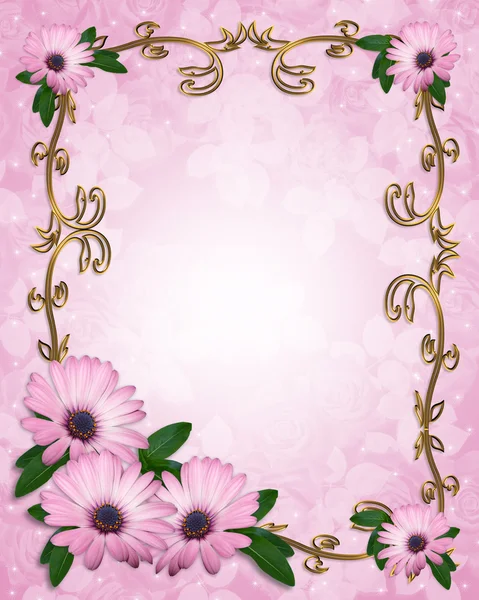 Daisy Border wedding invitation lavender — Stock Photo, Image
