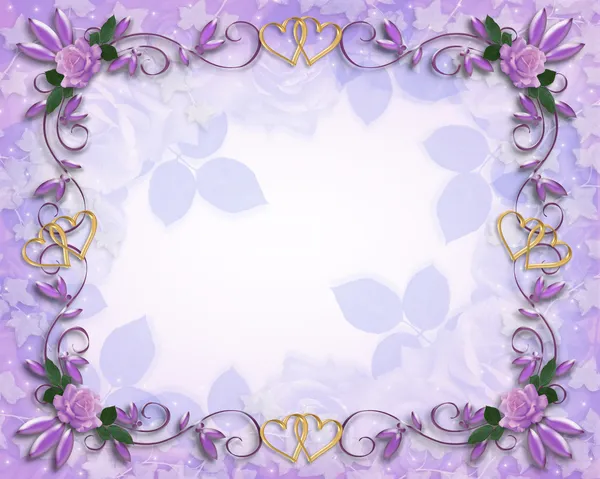 Wedding invitation border Lavender roses — Stock Photo, Image