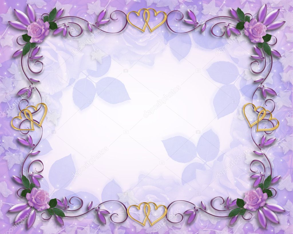 Wedding invitation border Lavender roses