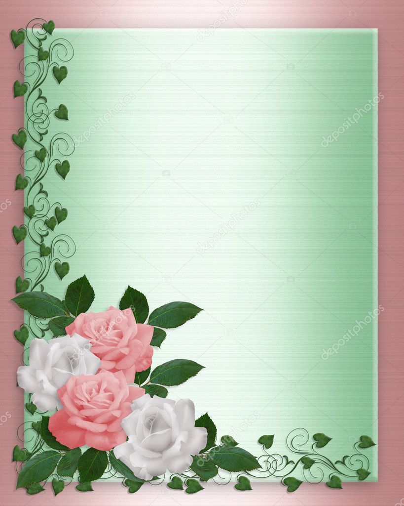 Roses Pink white wedding invitation Stock Photo by ©Irisangel 2158854