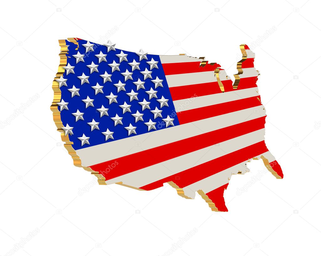 USA Patriotic Stars and stripes map 3D