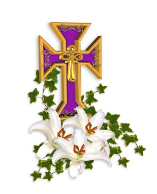 Easter Background Cross and Lilies clipart