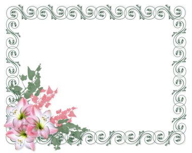 Amaryllis pink flower Border clipart