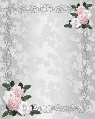 Wedding invitation template Satin roses clipart