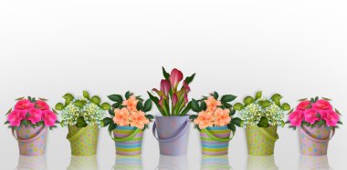 Floral border Flowers in containers clipart