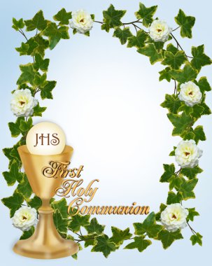 First Communion Invitation blue clipart