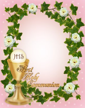 First Communion Invitation pink clipart