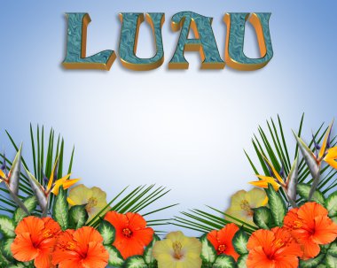 Tropical Hibiscus Flowers luau border clipart